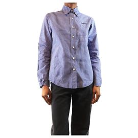Miu Miu Blau kariertes Button-up-Hemd - Größe UK 6 Blau