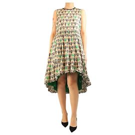 Fendi Neutrales Midi-Kleid mit Blumenmuster - Größe UK 12 Andere