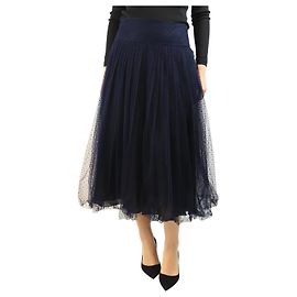 Dior Falda midi de tul plisado azul marino - talla UK 12 Azul marino