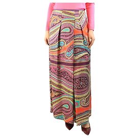 Etro Saia maxi de seda paisley roxa - tamanho UK 12 Roxo