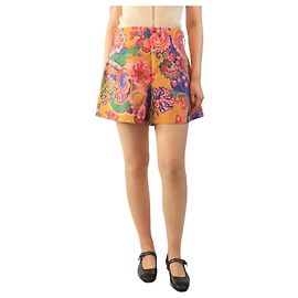 Zimmermann Orangefarbene Leinen-Shorts mit Blumenmuster - Größe UK 14 Orange