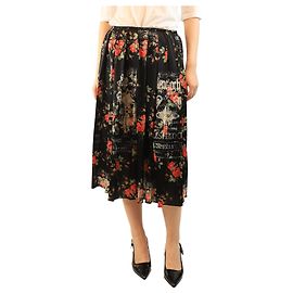 Simone Rocha Schwarzer plissierter Midi-Rock mit Blumenmuster - Größe UK 10 Schwarz