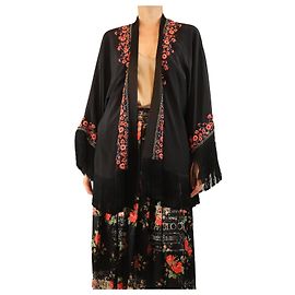 Etro Black silk beaded jacket - size L Black