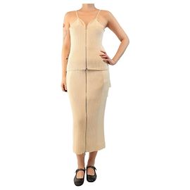Jil Sander Set top e gonna in maglia a coste neutra - taglia UK 10 Altro