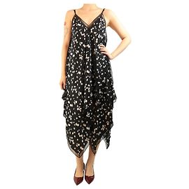 Jason Wu Black daisy printed dress - size UK 8 Black
