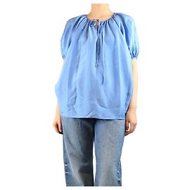 Joseph Blue silk draped tie neck top - size UK 6 Blue