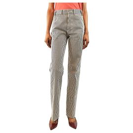 Céline Jeans in serge a righe Hickory bianco e blu navy - taglia UK 8 Blu navy