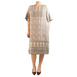 Sea New York Neutral floral printed silk dress - size UK 8 Other