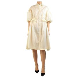 Simone Rocha Cremefarbener Twisted Hip Hem Hemdkleid - Größe UK 8 Weiß