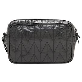 Miu Miu Bolsa de ombro com corrente em couro preto Preto