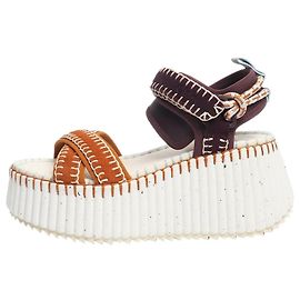 Chloé Nama embroidered suede platform sandals - size EU 37 Multiple colors