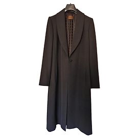 Loewe Long Virgin Wool Coat in Black Black