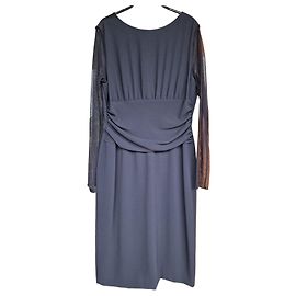 Marella Schwarzes Drapiertes Kleid mit Spitzenärmeln Schwarz