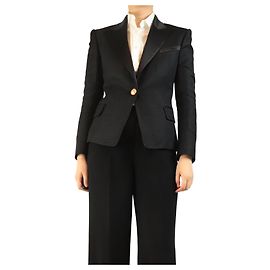 Balmain Schwarzer Einreiher-Blazer - Größe UK 12 Schwarz