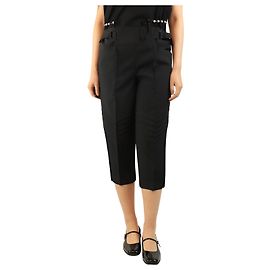 Issey Miyake Schwarze plissierte Cropped-Hose - Größe UK 10 Schwarz