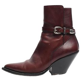 Céline Brown leather western style ankle boots - size EU 38 (UK 5) Brown