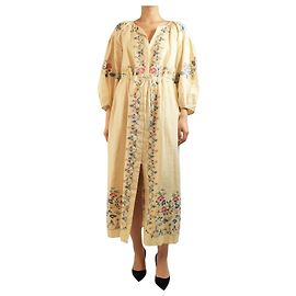 Vilshenko Robe midi boutonnée crème brodée - taille UK 16 Écru
