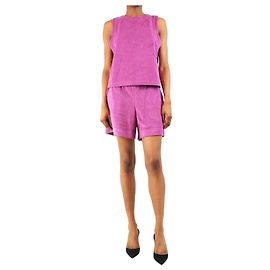 Autre Marque Conjunto de top e shorts em tecido de toalha roxo - tamanho UK 8 Roxo