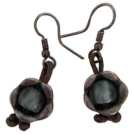 Autre Marque Oxidized Silver Blue Stone Drop Earrings Silvery Blue
