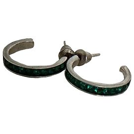 Autre Marque Orecchini a Cerchio Argento 925 Pietre Verdi Argento Verde