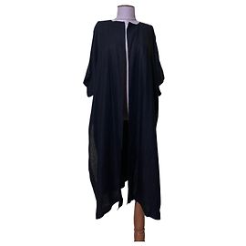 Aigner Black Linen Kimono Jacket Cloak Black