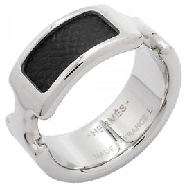 Hermès Hermes Olympe Ring Schwarz Silber