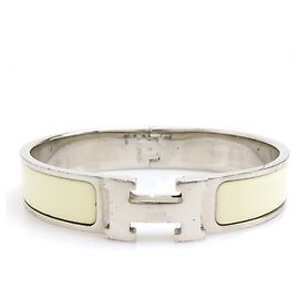 Hermès Hermes HERMES Pulseira Bangle Clic Clack H Prata Fora de branco