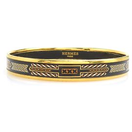 Hermès Hermes Enamel Bangle Bracelet Black White Golden