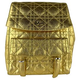 Christian Dior Cannage Leather Backpack Golden