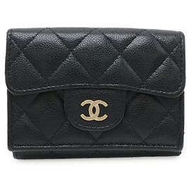Chanel Classic Small Flap Wallet in Black Grained Calfskin Black