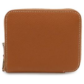 Hermès Cartera compacta de seda Azap Hermes Coñac