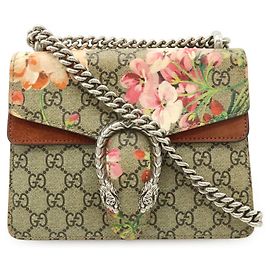Bolsa de ombro com corrente Gucci Dionysus GG Blooms Rosa Multicor Bege