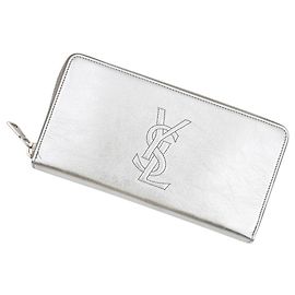 Cartera larga Yves Saint Laurent en piel plateada Plata