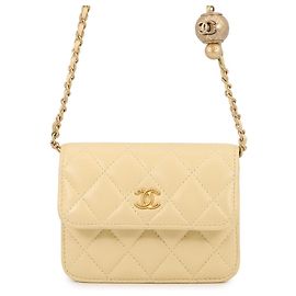 Bolsa de Alça Chanel Mini Matelassé Chain Amarelo