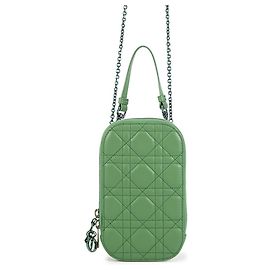 Christian Dior Green Lambskin Phone Wallet Green
