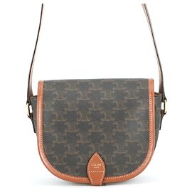 Céline Bolsa de Ombro Celine Medium Folco Triomphe Marrom