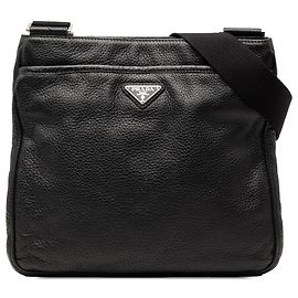 Borsa a tracolla Prada Black Vitello City Zip Top Nero