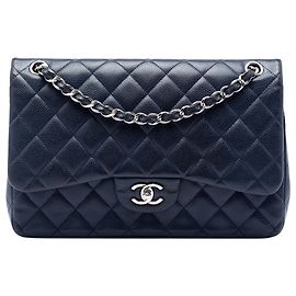 Chanel Blue Jumbo Classic Caviar Double Flap Blau Marineblau