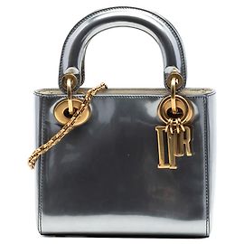 Dior Silver Mini Metallic Patent Lady Dior Silvery