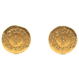 Orecchini Chanel Gold Gold Plated Logo Round Clip On D'oro