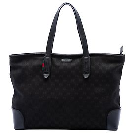 Gucci Black GG Canvas Web Tote Black