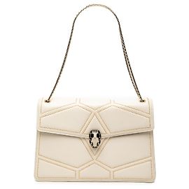 Bulgari Bvlgari Beige Studded Leather Diamond Blast Serpenti Forever Crossbody Beige