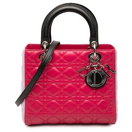 Dior Rosa Medium Tricolor Lambskin Cannage Lady Dior Rosa Outro