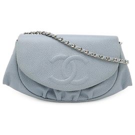 Borsa a tracolla con catena portafoglio Chanel Half Moon Coco Mark Blu chiaro