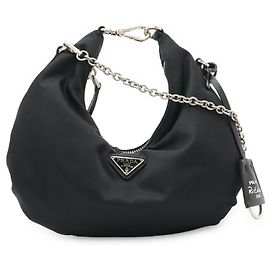 Borsa a Spalla Prada Triangle Chain Nero