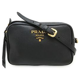 Prada Vitello Phenix Shoulder Bag/Pochette Black