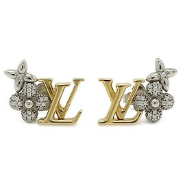 Louis Vuitton Gold Plated Stud Earrings Silvery Golden