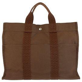 Hermès Sac cabas Hermes Herline Brown Polyamide Marron