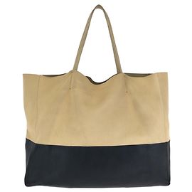 Céline Celine Horizontal Cabas Bicolor Tote Bag Black Beige