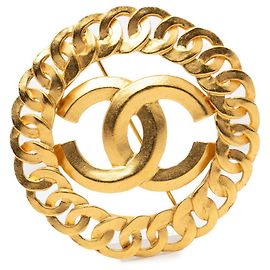 Broche Chanel Vintage Coco Mark Doré